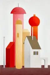 Nicolas Party, Houses, 2015, soft pastel on linen