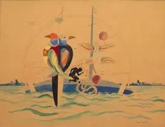 Max Ernst, Ohne Titel (les hommes ne le sauront jamais), 1921, gouache, watercolor, pen and graphite on buff-colored paper