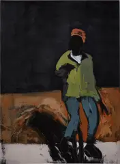 On the Verge: Green by Reggie Burrows Hodges, 2020, acrylic and pastel on canvas, sold Nov 2021
