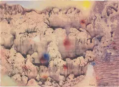 Paysage extraordinaire by Max Ernst, 1947, oil on paper, sold Nov 2021