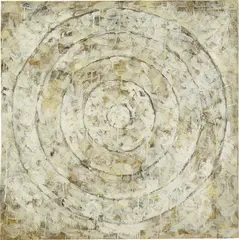 Elaine Sturtevant, Johns White Target (First Study), 1986–1988, encaustic and collage on canvas