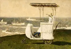 Jamie Wyeth, Excursion Boats, Monhegan, 1982, mixed media on paper, mounted to board