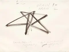 Untitled (DRAIN 1/DRAIN 2) by Bruce Nauman, 1978, graphite and ink on paper, sold Nov 2021