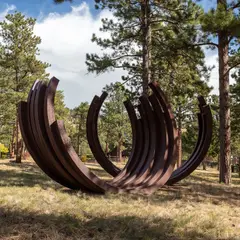 Bernar Venet, 221.5° Arc x 15, 2007, Corten steel, in 2 parts
