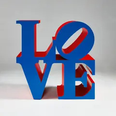 Robert Indiana, LOVE (Blue Faces Red Sides), 1966, polychromed aluminum
