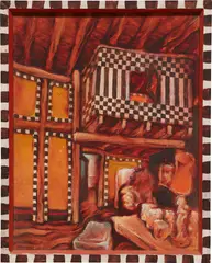 WACO Studio Loft by Martin Wong, 1975–1978, acrylic on canvas, in artist's painted frame, sold Nov 2021