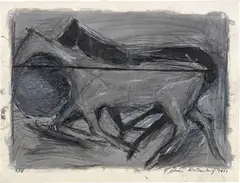 Susan Rothenberg, Untitled, 1977, ink, gouache, charcoal and graphite on lithograph on paper