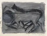 Susan Rothenberg, Untitled, 1977, ink, gouache, charcoal and graphite on lithograph on paper