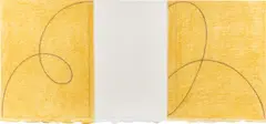 Yellow/White Zone by Robert Mangold, acrylic, graphite, black pencil and Conté on paper, sold Nov 2021