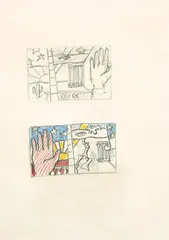 Drawing for Inaugural Print by Roy Lichtenstein, 1977, pencil and colored pencil on paper, sold Nov 2021