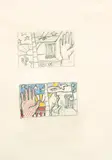 Roy Lichtenstein, Drawing for Inaugural Print, 1977, pencil and colored pencil on paper