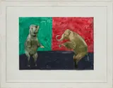 Franz West, Untitled (Dancing Elephants), 1976–1977, gouache, photograph and paper collage