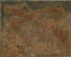 Sapo y Chapulin by Francisco Toledo, 1997, oil and sand on canvas, sold Nov 2021