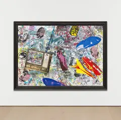 Kenny Scharf, Staticontrol, 1990, acrylic and silkscreen on canvas, in artist's wooden frame