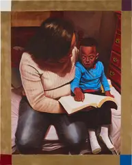 Tyler Ballon, Mary and Christ, 2017, acrylic and spray paint on canvas