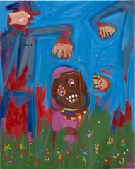 Blue Monday by Milo Matthieu, 2021, oil and mixed media on canvas, sold Nov 2021