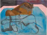 Jonathan Lyndon Chase, Man in Tub, 2015, acrylic, marker and glitter on cotton