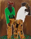 John Madu, Lovers in Protest, 2020, acrylic and ink on canvas