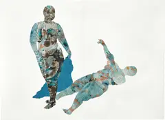 ...But I Have To by Florine Démosthène, 2019, paper collage, ink, mylar and glitter on paper, diptych, sold Nov 2021