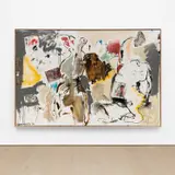 Eddie Martinez, Nomader, 2014, oil, enamel, spray paint and collaged computer paper on canvas