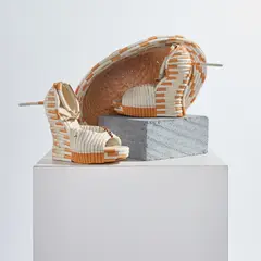 Sarah Lucas, News of the World, 2006, shoes, straw hat, cigarettes and concrete