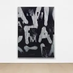 Untitled (A Victim of American Democracy) by Adam Pendleton, 2018, silkscreen ink and spray paint on canvas, sold Nov 2021