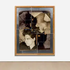 Self-Portrait with Plexi and Wood by Doug Starn and Mike Starn, 1987, toned silver print, tape, metal, Plexiglas and wood, sold Nov 2021