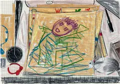 5 A.M., Red Headband by Jennifer Bartlett, 1992-1993, pastel and silkscreen on Saunders paper, sold Nov 2021