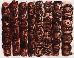 Nicole Eisenman, Totemic Drawing, 1993, India ink on paper