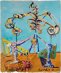 Abstract Figure by George Condo, 1983, oil on un-stretched canvas, sold Nov 2021