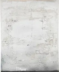 Vaughn Spann, Underscore, 2018, clay, synthetic polymer paint and yarn on canvas