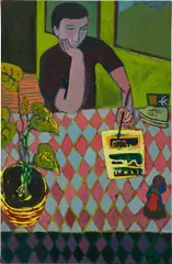 Igor Moritz, Emma painting mountains, 2020, oil on linen