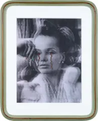 Francesco Vezzoli, Veruschuka is Expected to be Here, 2001, color laser print on canvas with metallic embroidery, in artist's frame