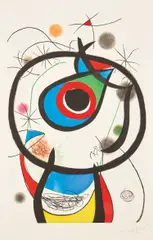 Galathée (Galathea) (D. 931) by Joan Miró, 1976, Etching and aquatint in colors with embossing, on Arches paper, with full margins, sold Apr 2021