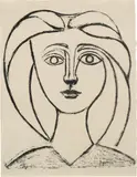 Jeune fille aux grands cheveux (Long-Haired Young Girl) (Bl. 380, M. 12, R. 54) by Pablo Picasso, 1945, Lithograph, on Arches paper, the full sheet, sold Apr 2021