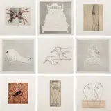 Louise Bourgeois, Metamorfosis (MoMA 490a-494a), 1999, The complete illustrated book including five drypoints with etching and aquatint, one with Chine collé, on Rives BFK paper, with full margins, the sheets loose (as issued), all contained in the original red satin-covered portfolio with yellow embroidery