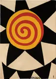 The yellow worm is longer than the red worm by Alexander Calder, 1970, Hand woven wool Aubusson tapestry in colors, sold Apr 2021
