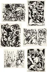 Jackson Pollock, Untitled Portfolio (O'C. & T. 1091-1096), 1951, The rare, complete set of six lifetime screenprints, each on two sheets of Strathmore paper glued together, as issued, all with blindstamps, with full margins
