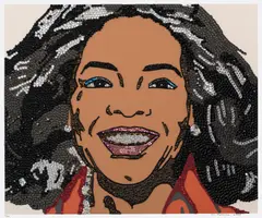 Oprah Winfrey, from When Ends Meet by Mickalene Thomas, 2007, Screenprint in colors with hand-applied rhinestones on 4-ply museum board, sold Apr 2021