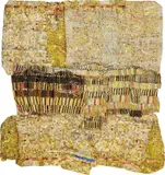 El Anatsui, Gold Band, 2020, Hand-sculpted and formed UV cured acrylic resin inkjet print on aluminum, with irregular hand-cut edges and copper wire