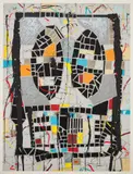 Rashid Johnson, Broken Men, 2019, Screenprint with mylar collage in colors, on wove paper, with full margins