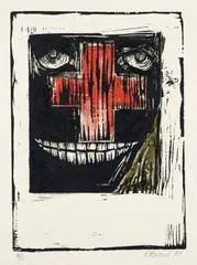 Kerry James Marshall, Eschu - Crossroads, 1987-88, Monoprint with woodcut in colors, on wove paper, with full margins