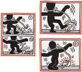 Keith Haring, Untitled (Free South Africa) (S. p. 142, L. pp. 42-43), 1985, The complete set of three lithographs in black and red, on Rives BFK paper, with full margins