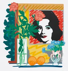 Still Life with Liz, from Portfolio 90 by Tom Wesselmann, 1992, Monumental screenprint in colors, on Museum Board, with full margins, sold Apr 2021