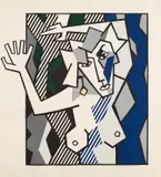 Roy Lichtenstein, Nude in the Woods, from Expressionist Woodcuts (G. 882, C. 174), 1980, Woodcut in colors with embossing, on Arches paper, with full margins