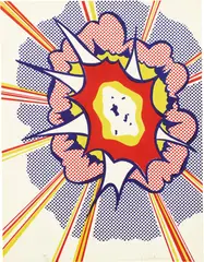 Explosion, from Portfolio 9 (C. 49) by Roy Lichtenstein, 1967, Lithograph in colors, on Rives BFK paper, the full sheet, sold Apr 2021