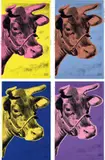 Cow: the complete series (F. & S. 11; 11A; 12; and 12A) by Andy Warhol, 1966/89; 1971; and 1976, Four screenprints in colors, on wallpaper, the full sheets, sold Apr 2021