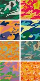 Camouflage (F. & S. 406-408 (2); 409-411; 413 (2) by Andy Warhol, 1987, Eight screenprints in colors, three unique, (some fluorescent), on Lenox Museum Board, the full sheets, sold Apr 2021
