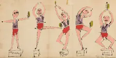 Christmas Card (see K. 5) by Andy Warhol, circa 1948, Blotted line and gouache in colors, on wove paper, addressed in the artist's hand on the reverse, sold Apr 2021