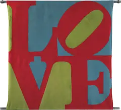 LOVE by Robert Indiana, 1966, Felted wool banner in colors, with original aluminum hanging bars and hardware, sold Apr 2021